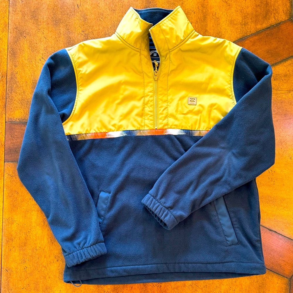 Billabong Adventure Division Pullover Fleece Size Large Navy/Tan